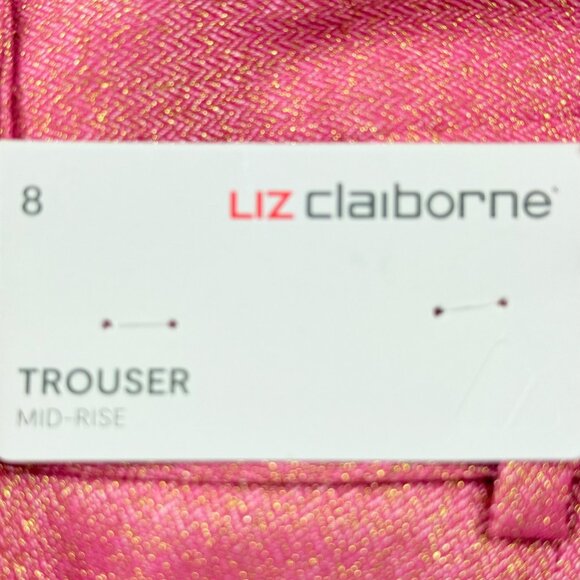 Liz Claiborne Women's Frozen Berry Metallic Contoured Waistband Trouser Sz 8 NWT - Picture 5 of 12
